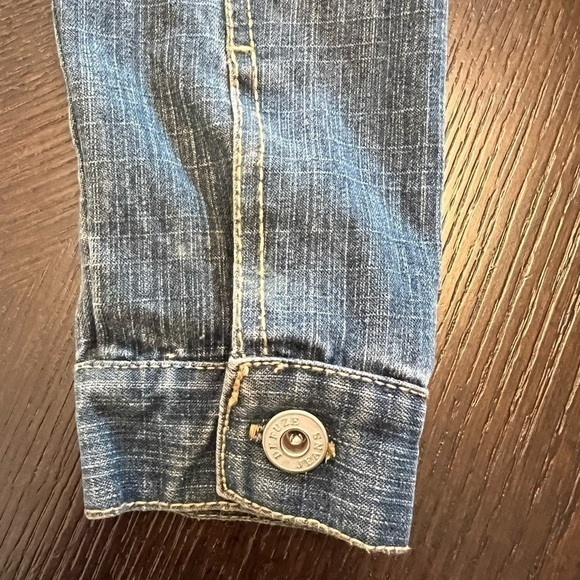 No Fuze USA Vintage Early 2000’s Womans Denim Crop Top Jacket With Glitter Sz M - Picture 4 of 7